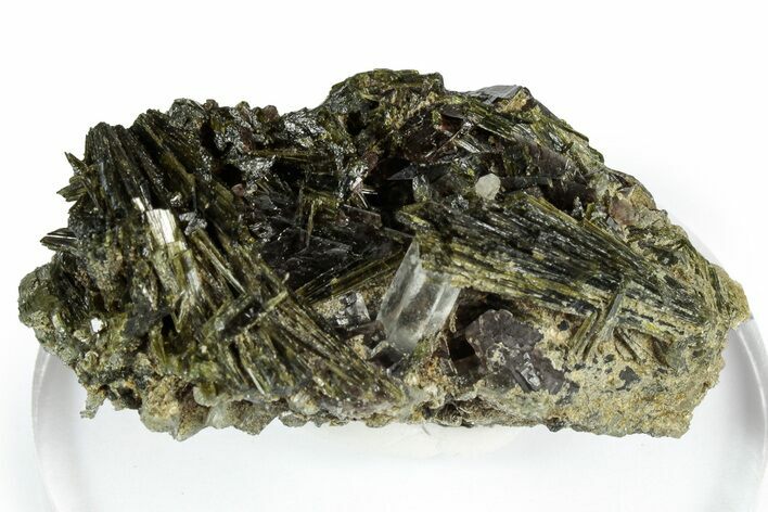 Lustrous Green Epidote Crystal Sprays with Axinite - Peru #347918